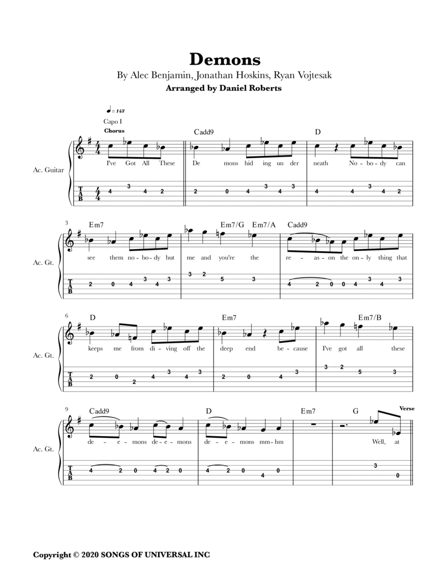 Demons (arr. Daniel Roberts)