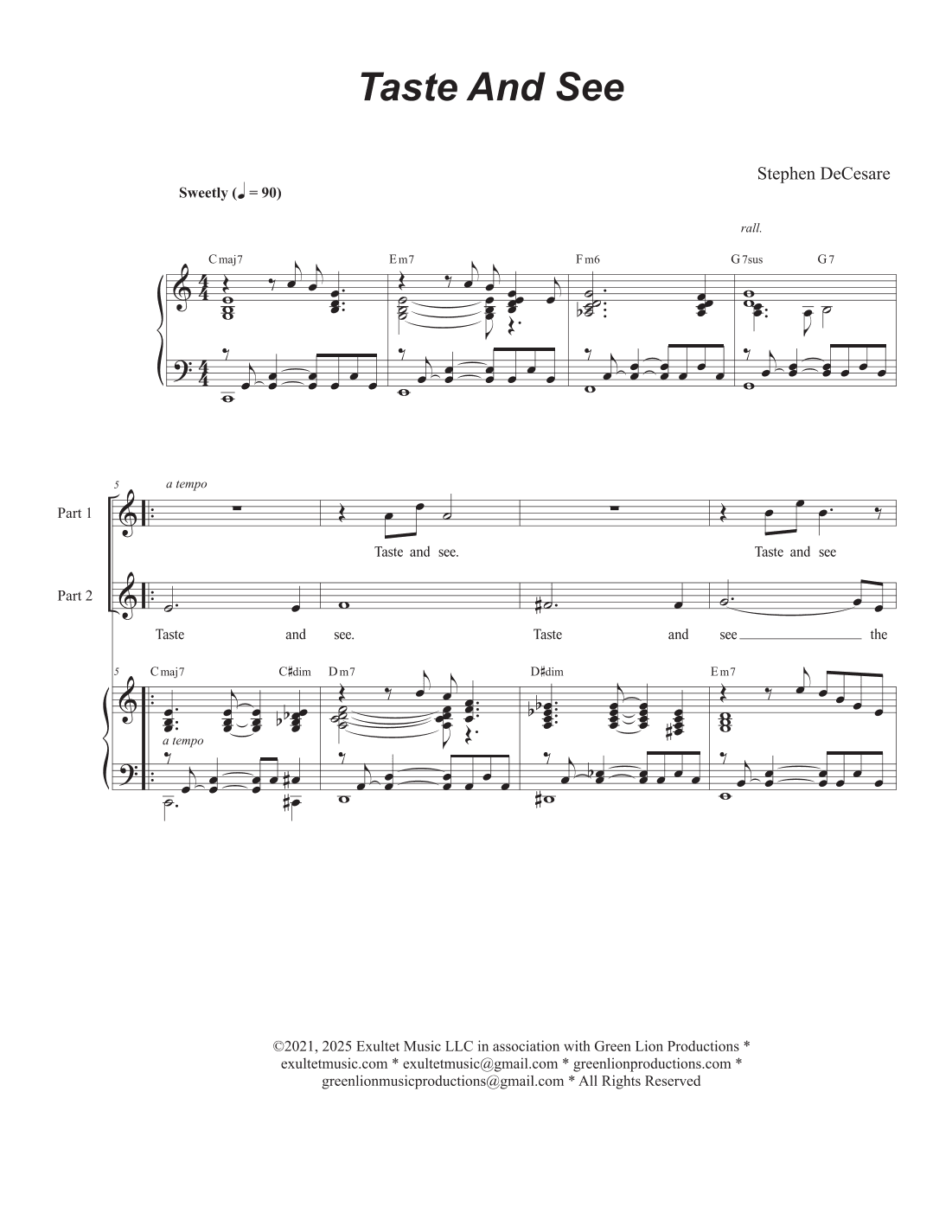 Taste And See (Psalm 34) (2-part choir)