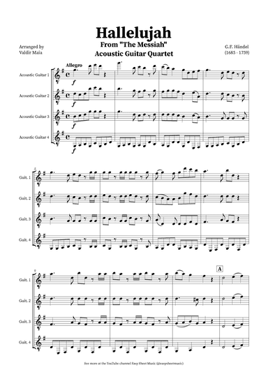 Hallelujah Chorus from Messiah - Acoustic Guitar Quartet (arr. Valdir Maia)
