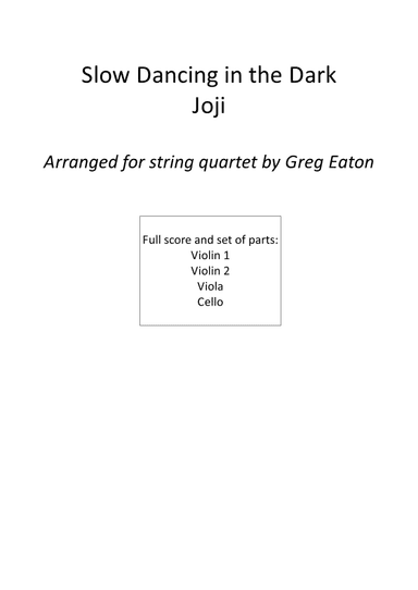 Slow Dancing In The Dark (arr. Greg Eaton)