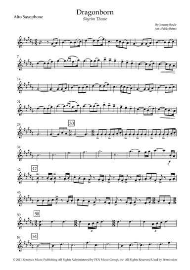 Dragonborn (skyrim Theme) (arr. Fabio Britto)