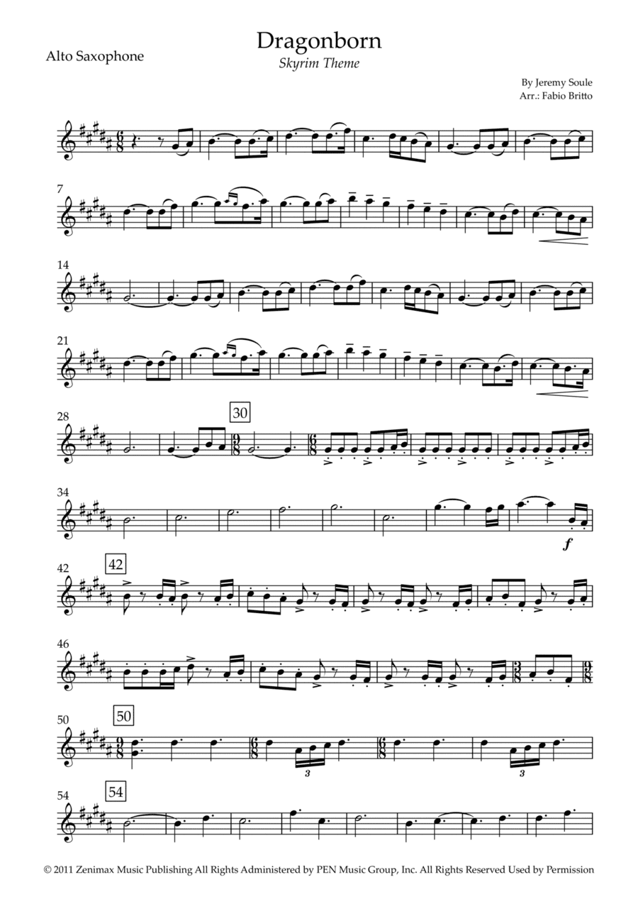 Dragonborn (skyrim Theme) (arr. Fabio Britto)