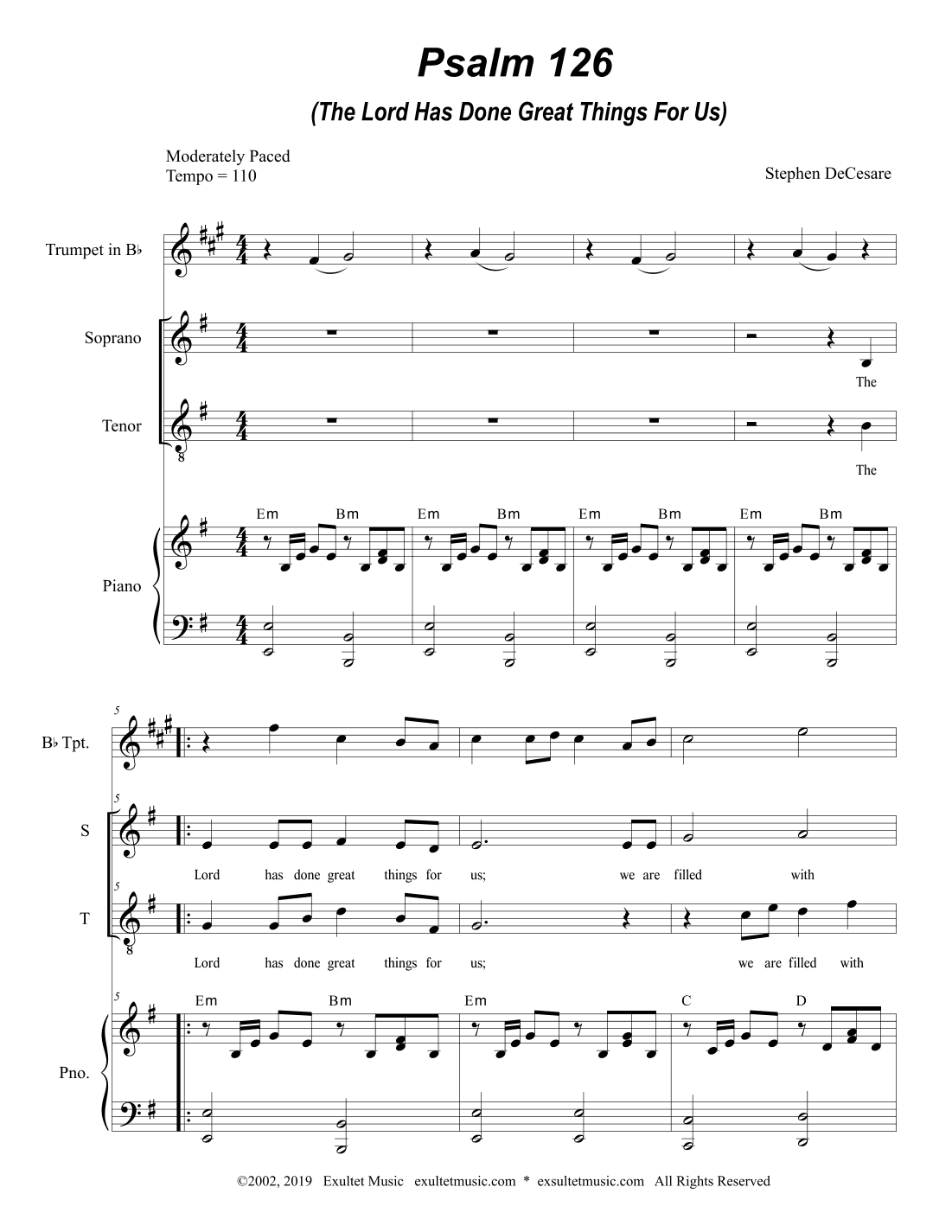 Psalm 126 (2-part choir - (Soprano and Tenor)