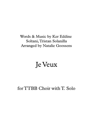 Je Veux (arr. Natalie Goossens)