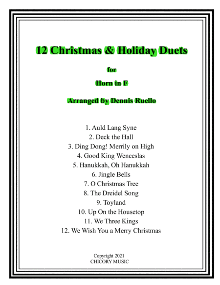 12 Christmas & Holiday Duets for Horn in F (arr. Dennis Ruello)