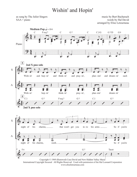 Wishin' And Hopin' (arr. Elise Letourneau)