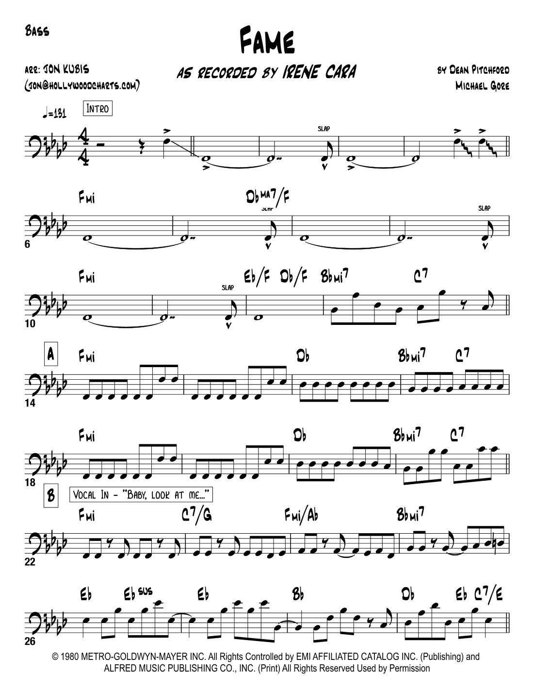 Fame (arr. Jon Kubis)