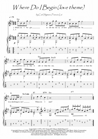 Where Do I Begin (love Theme) (arr. PianoSheetNow)