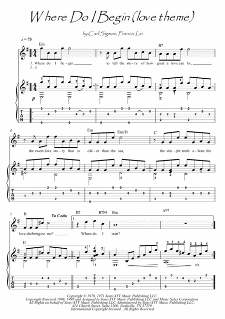 Where Do I Begin (love Theme) (arr. PianoSheetNow)