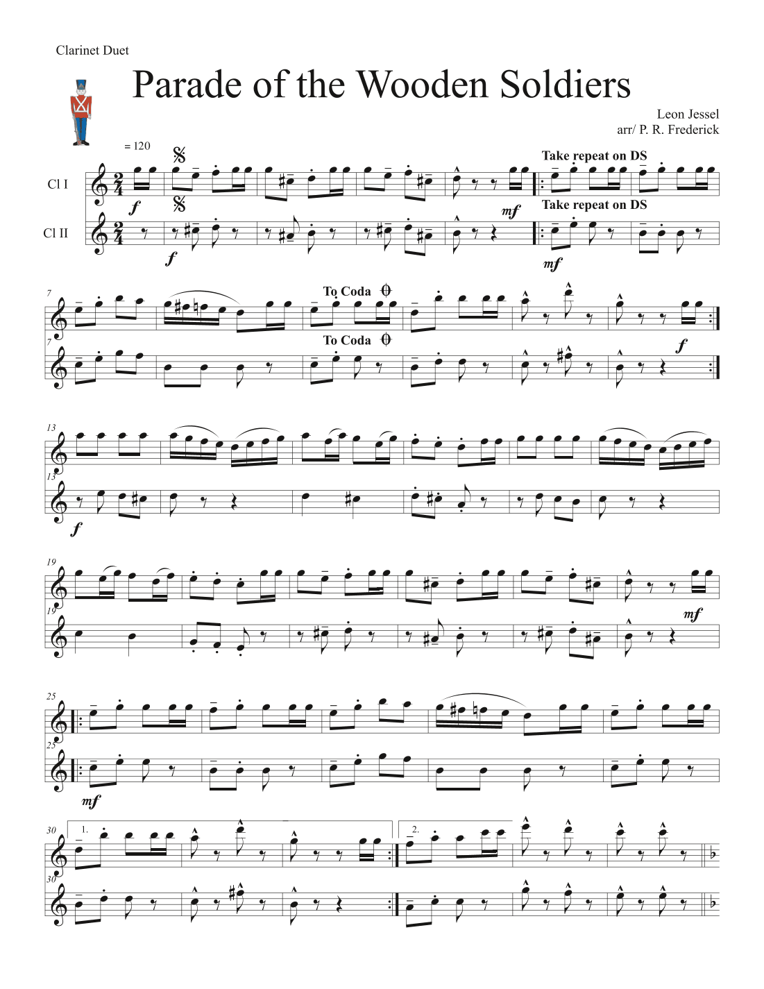 Parade Of the Wooden Soldiers (Clarinet Duet) (arr. P. R. Frederick)