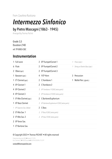Intermezzo Sinfonico (arr. Thomas PECHOT)