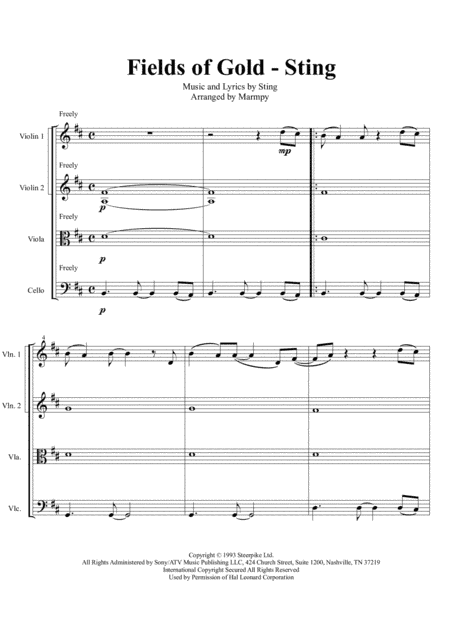 Fields Of Gold (arr. Marmpy)