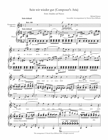 Sein wir wieder gut (Composer's Aria) from Ariadne auf Naxos - Accessible Accompaniments Edition (arr. Nicole Elyse DiPaolo)