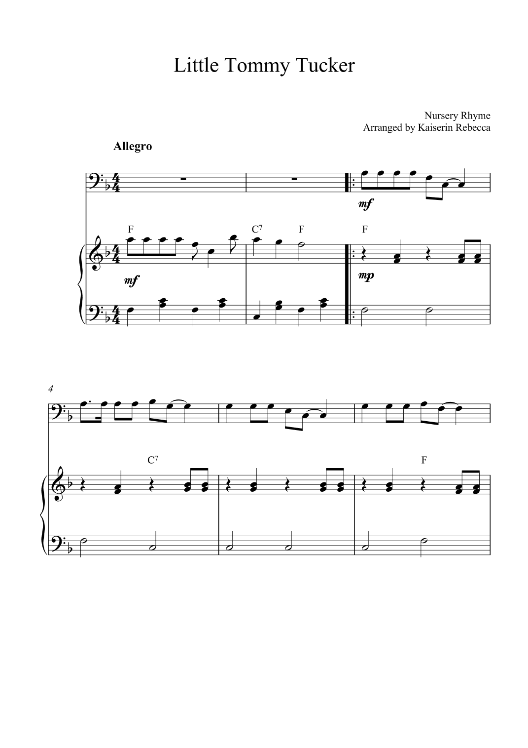 Little Tommy Tucker (arr. Kaiserin Rebecca)