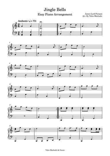 Jingle Bells - Easy Piano Arrangement (arr. Tales Machado)