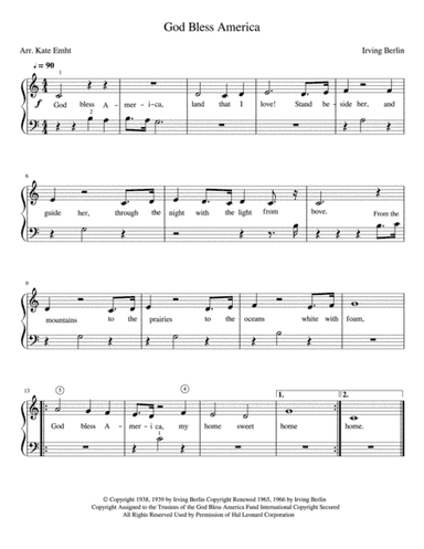 God Bless America (arr. Kate Emht)