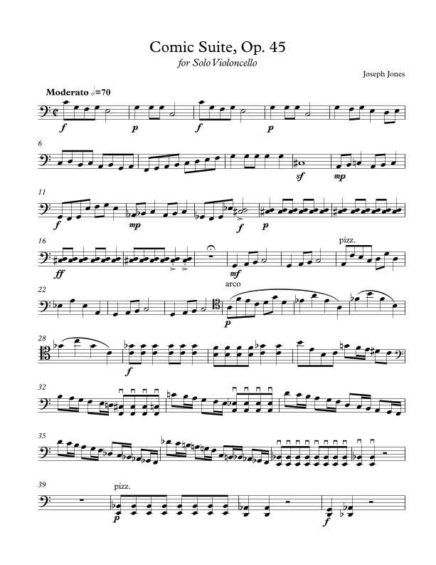 Comic Suite for Solo Cello, Op. 45