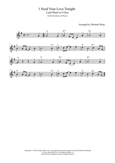 I Need You Tonight (arr. Miranda Wong)