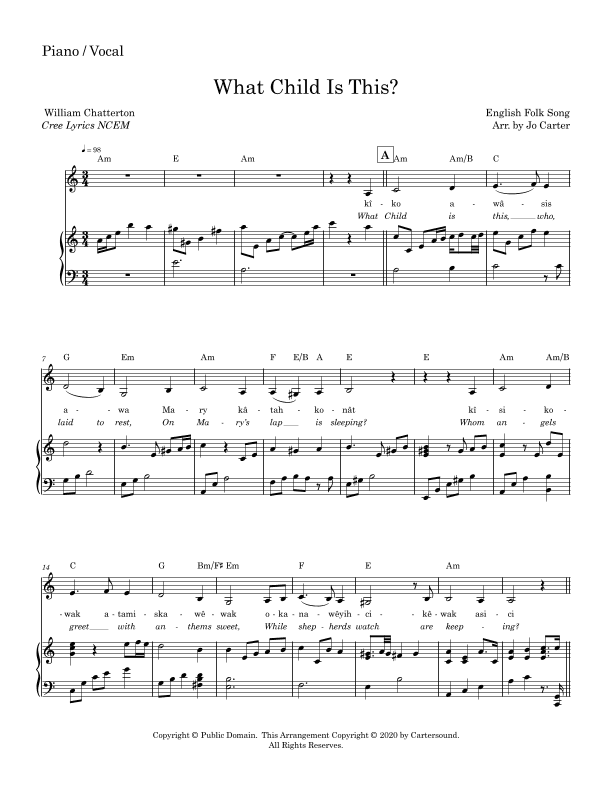 What Child Is This? from "A Cree Christmas" (arr. Jo Carter)