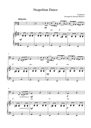 Neapolitan Dance (for cello solo and piano accompaniment) (arr. Kaiserin Rebecca)