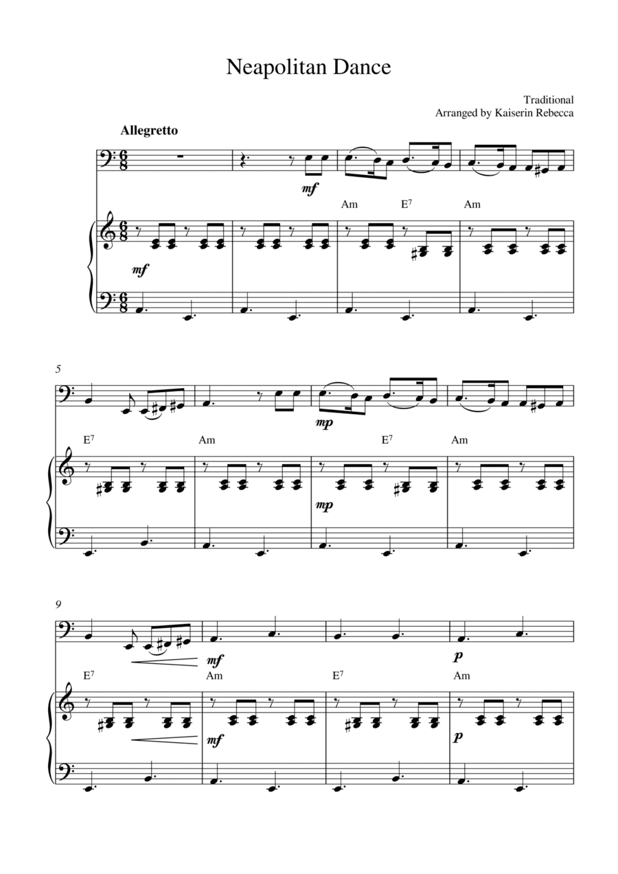 Neapolitan Dance (for cello solo and piano accompaniment) (arr. Kaiserin Rebecca)