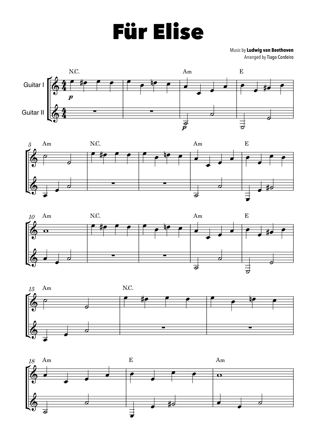 Für Elise (arr. Tiago Cordeiro)