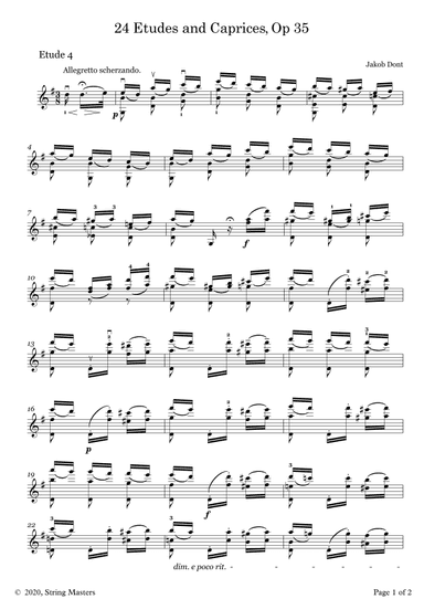 DONT 24 Etudes and Caprices Op35, for Violin No 04 (arr. String Masters)