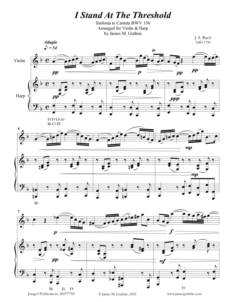 BACH: I Stand at the Threshold for Violin & Harp (arr. James M. Guthrie)