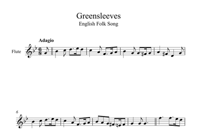 Greensleeves - English Folk Song (Flute) (arr. Digital Book Music)