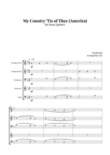 My Country 'Tis of Thee (America) (arr. GDJ)
