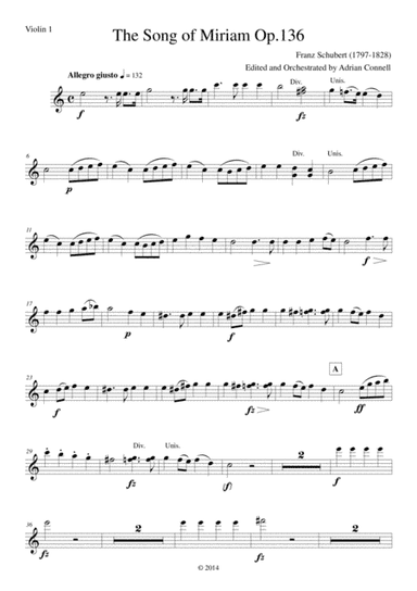 Schubert - The Song of Miriam Op.136 - Violin 1 (arr. Adrian Connell)