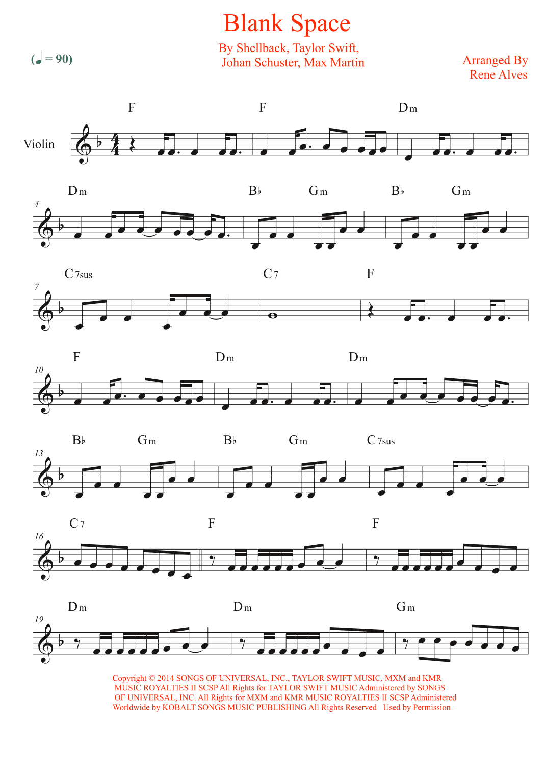 Blank Space (arr. Rene Alves)