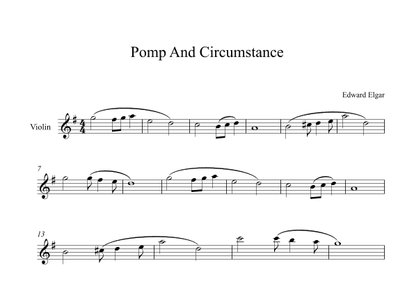 Pomp And Circumstance - Edward Elgar (Violin) G major (arr. Digital Book Music)