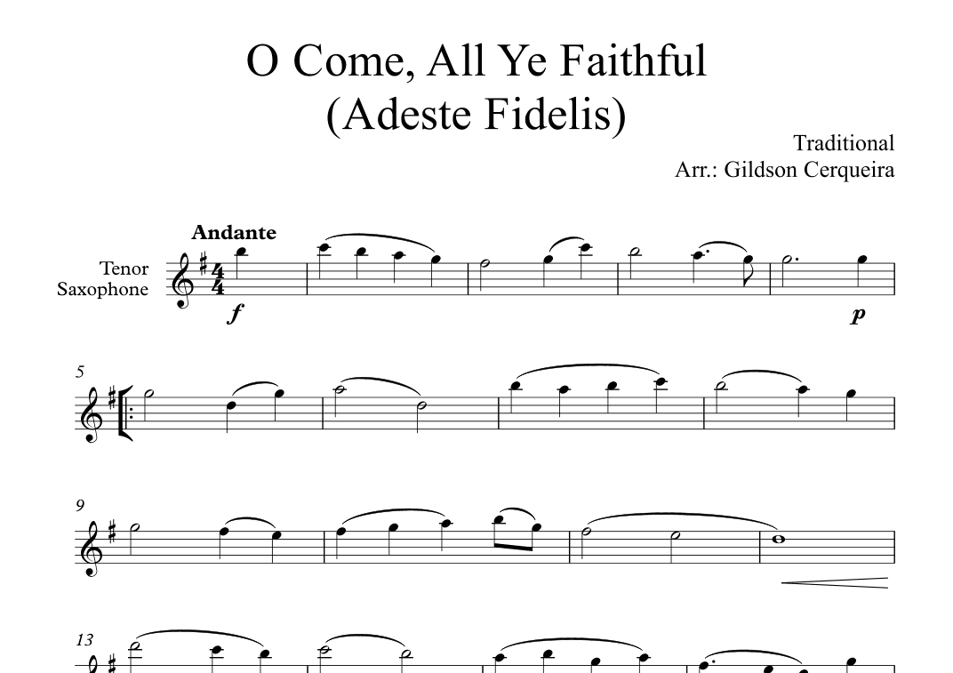 O Come, All Ye Faithful (Adeste Fidelis) (arr. Gildson Cerqueira)