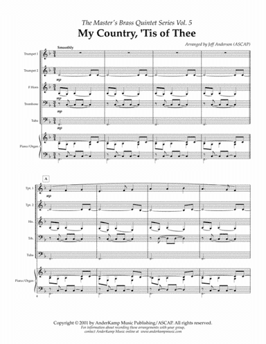 My Country 'Tis Of Thee for Brass Quintet (arr. Jeff D. Anderson)