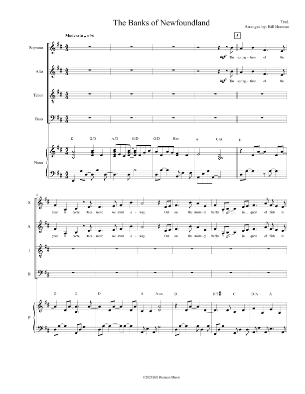 The Banks of Newfoundland (SATB) (arr. Bill Brennan)