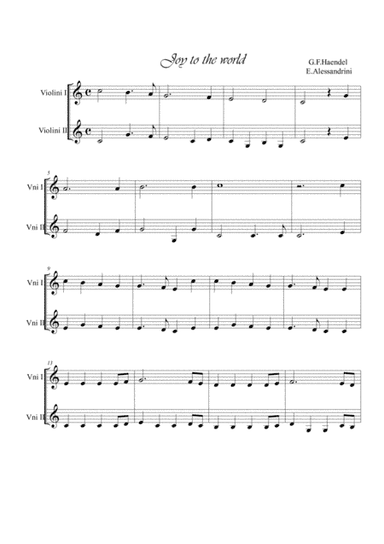 Joy to the world. 2 violins (arr. Ester Alessandrini)