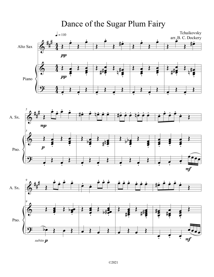 Dance of the Sugar Plum Fairy (Alto Sax Solo with Piano Accompaniment) (arr. B. C. Dockery)