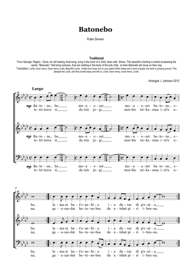 Batonebo (Arr. LJohnson) (arr. Leanne Johnson)