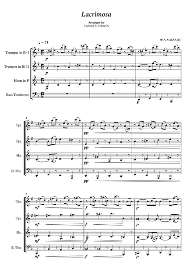 Mozart - Lacrimosa for Brass Quartet (arr. Cássio Silva Chaves)