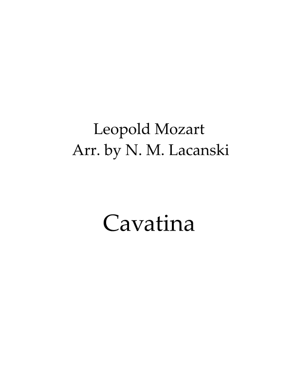 Cavatina (arr. Nick M Lacanski)