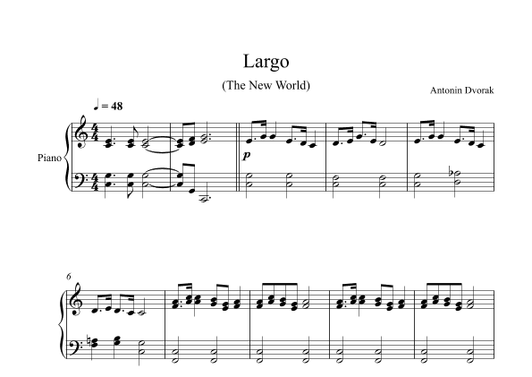 Largo (The New World) - Antonin Dvorak (Piano) (arr. Digital Book Music)