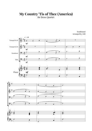 My Country 'Tis of Thee (America) (arr. GDJ)