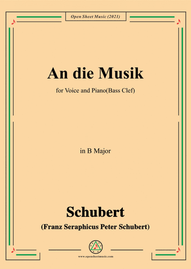 Schubert-An die Musik in B Major(Bass Clef) (arr. Open Cloud)