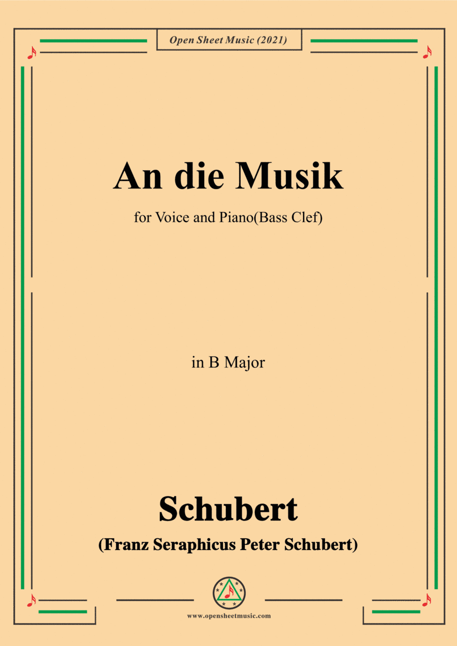 Schubert-An die Musik in B Major(Bass Clef) (arr. Open Cloud)