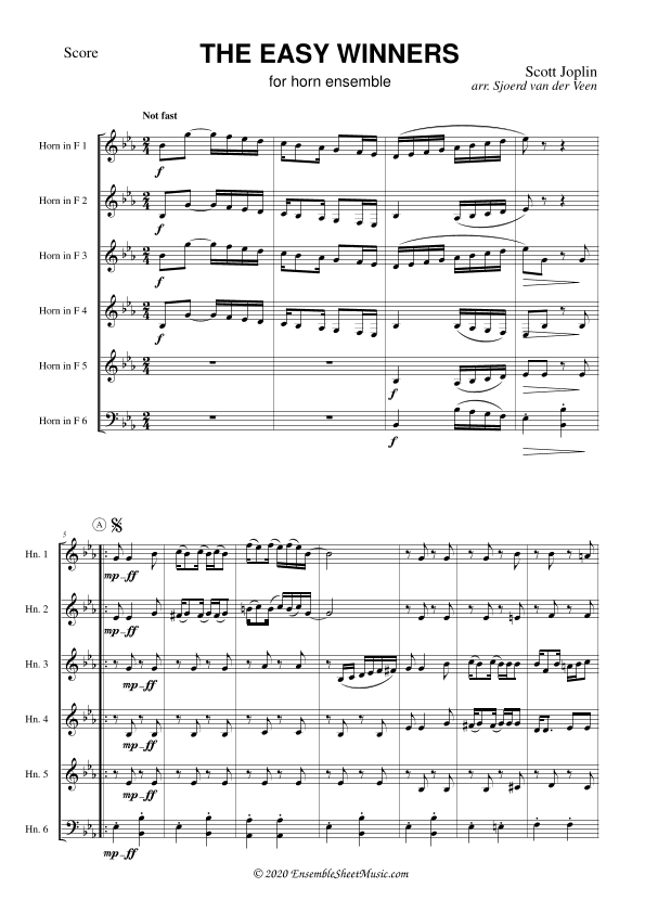 The Easy Winners (arr. Sjoerd van der Veen)