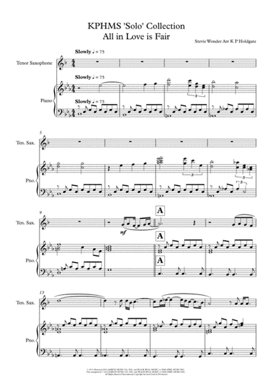All In Love Is Fair (arr. Kevin P Holdgate)