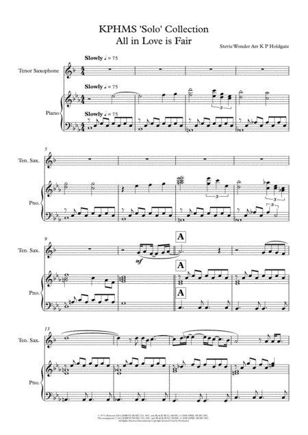 All In Love Is Fair (arr. Kevin P Holdgate)