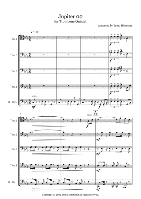 Jupiter 00 for Trombone Quintet (arr. Tomo Hirayama)