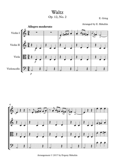 Waltz from ''Lyric Pieces'' Op.12, No.2 - for string quartet (arr. Evgeny Shkultin)